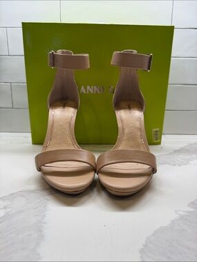 Gianni Bini Lizette Nude Tan Ankle-Strap Heels